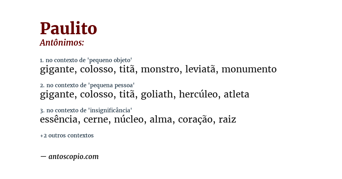 Antônimo de paulito
