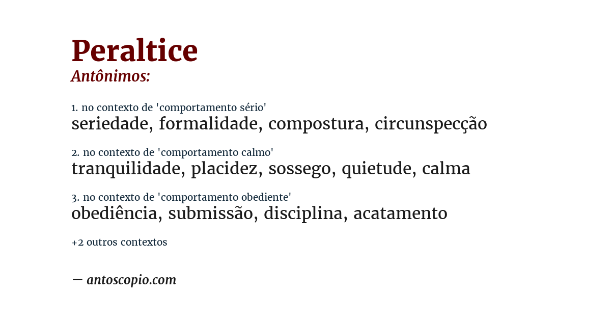 Antônimo de peraltice