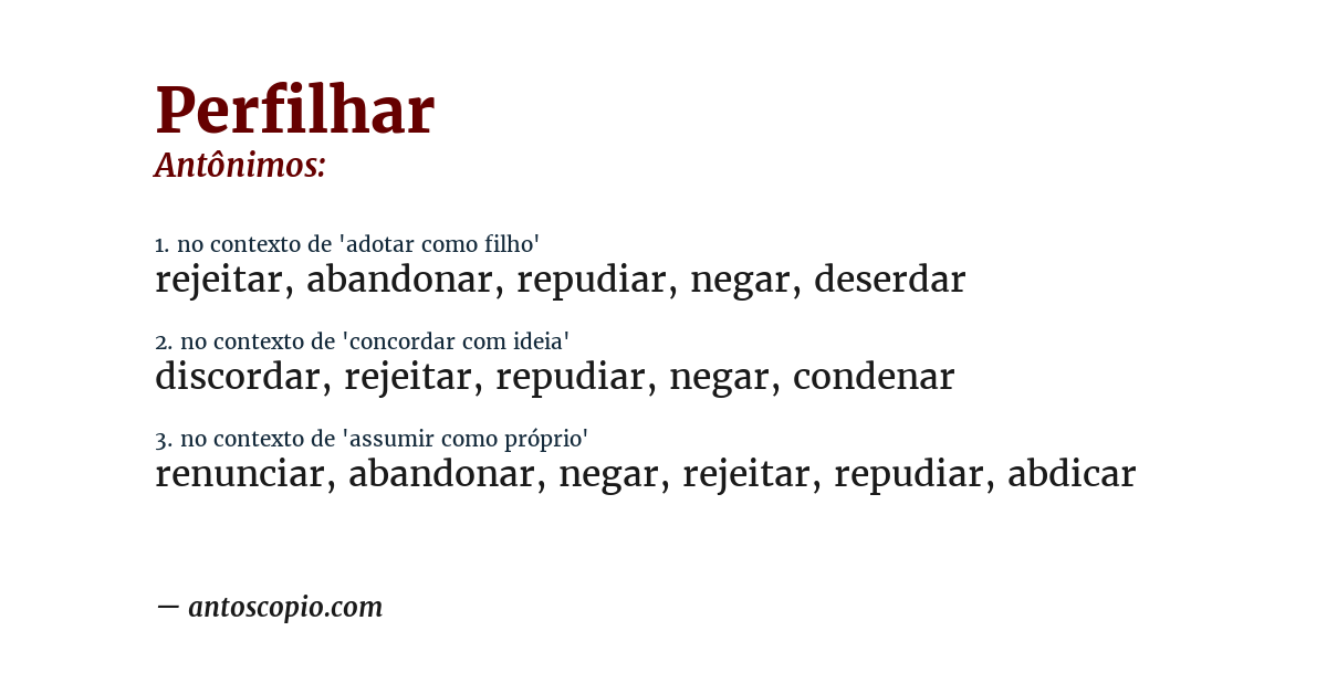 Antônimo de perfilhar