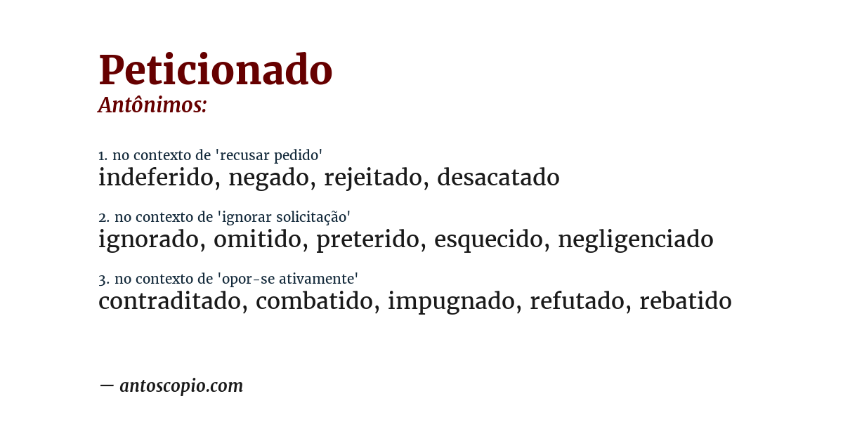 Antônimo de peticionado