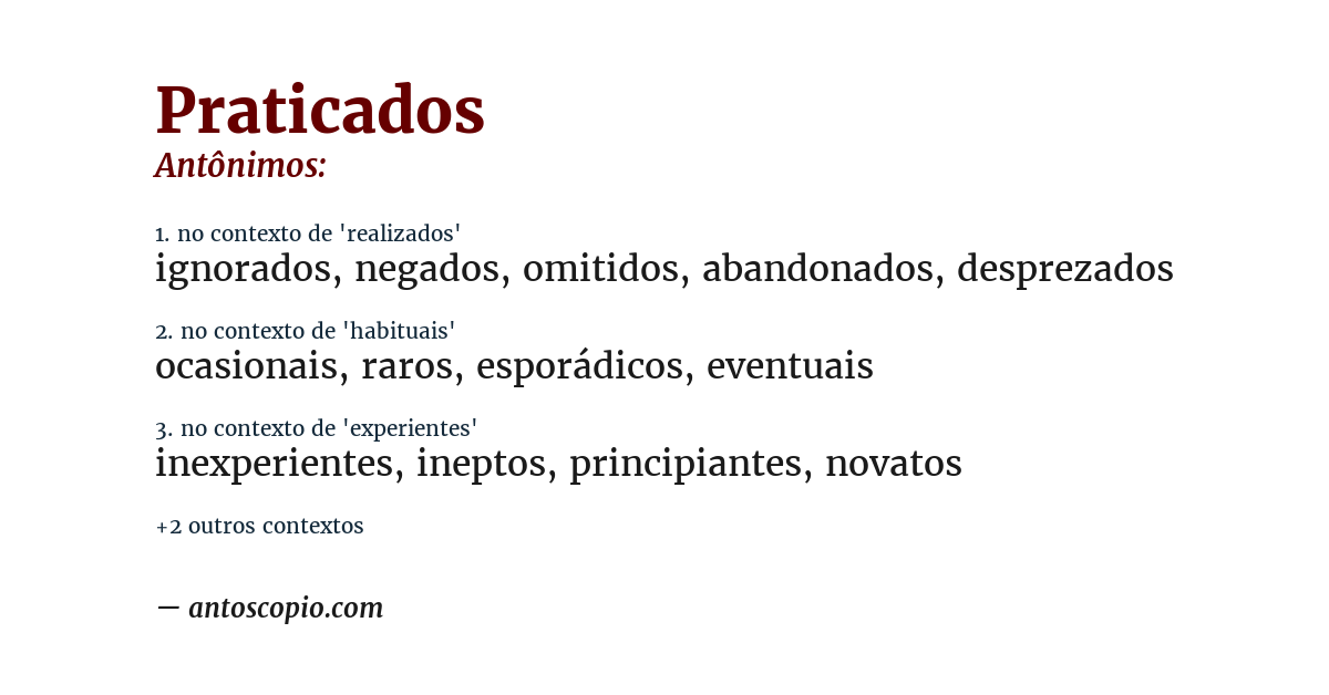 Antônimo de praticados