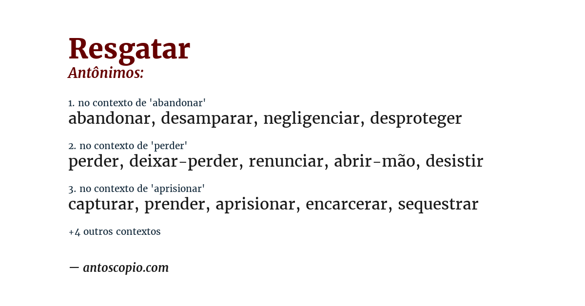 Antônimo de resgatar