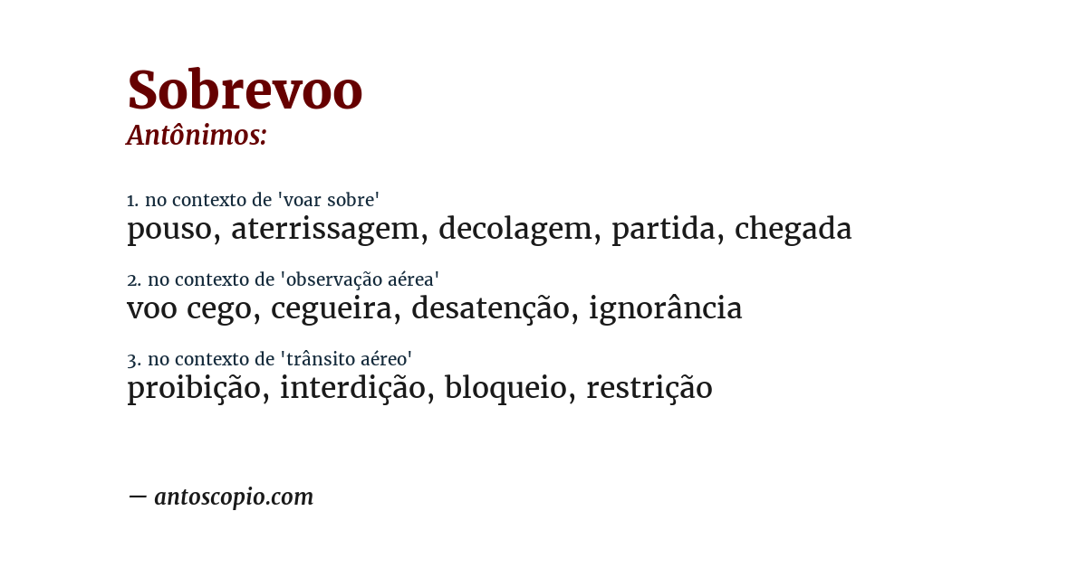 Antônimo de sobrevoo