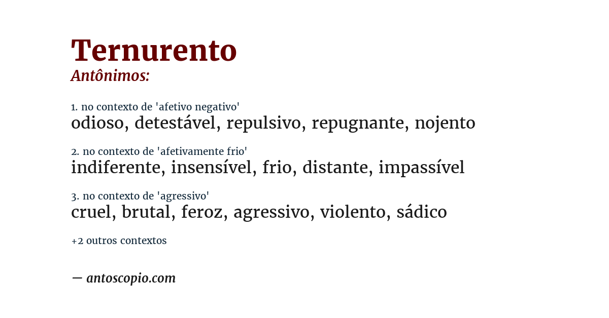 Antônimo de ternurento