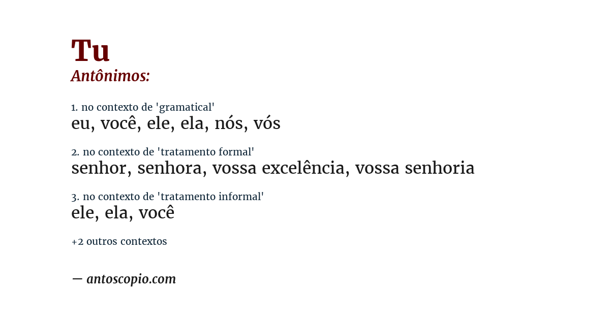 Antônimo de tu