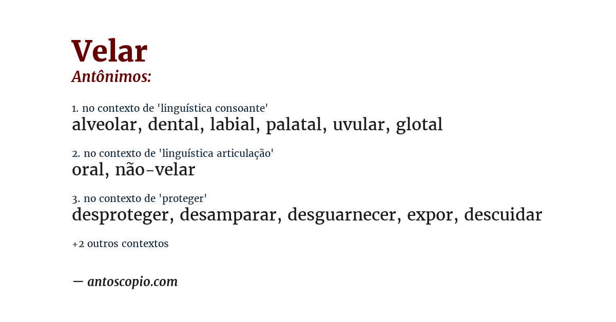 Antônimo de velar