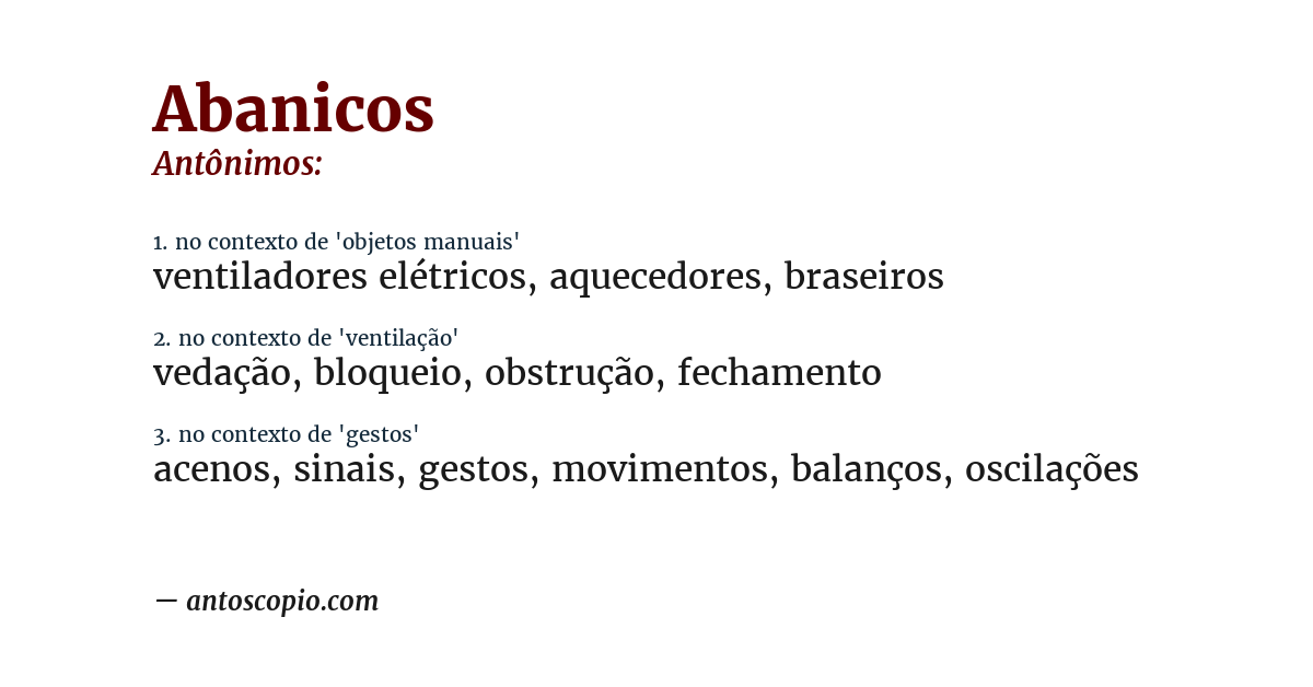 Antônimo de abanicos