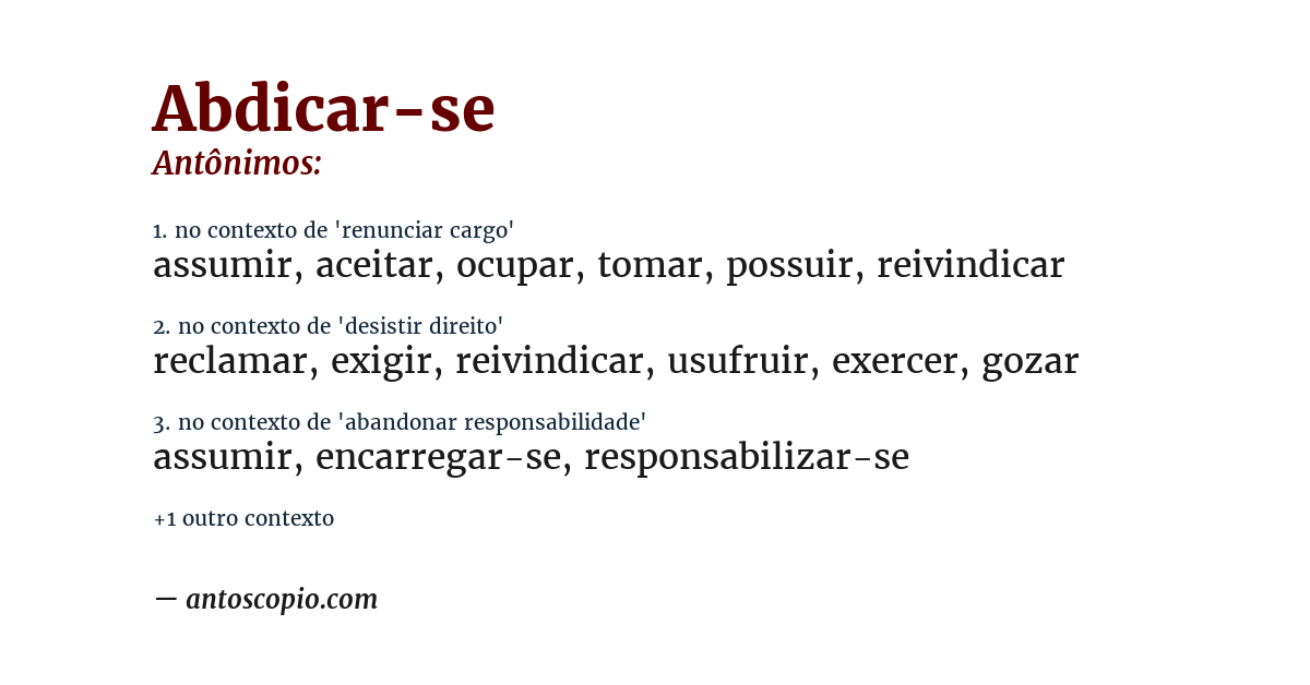 Antônimo de abdicar-se