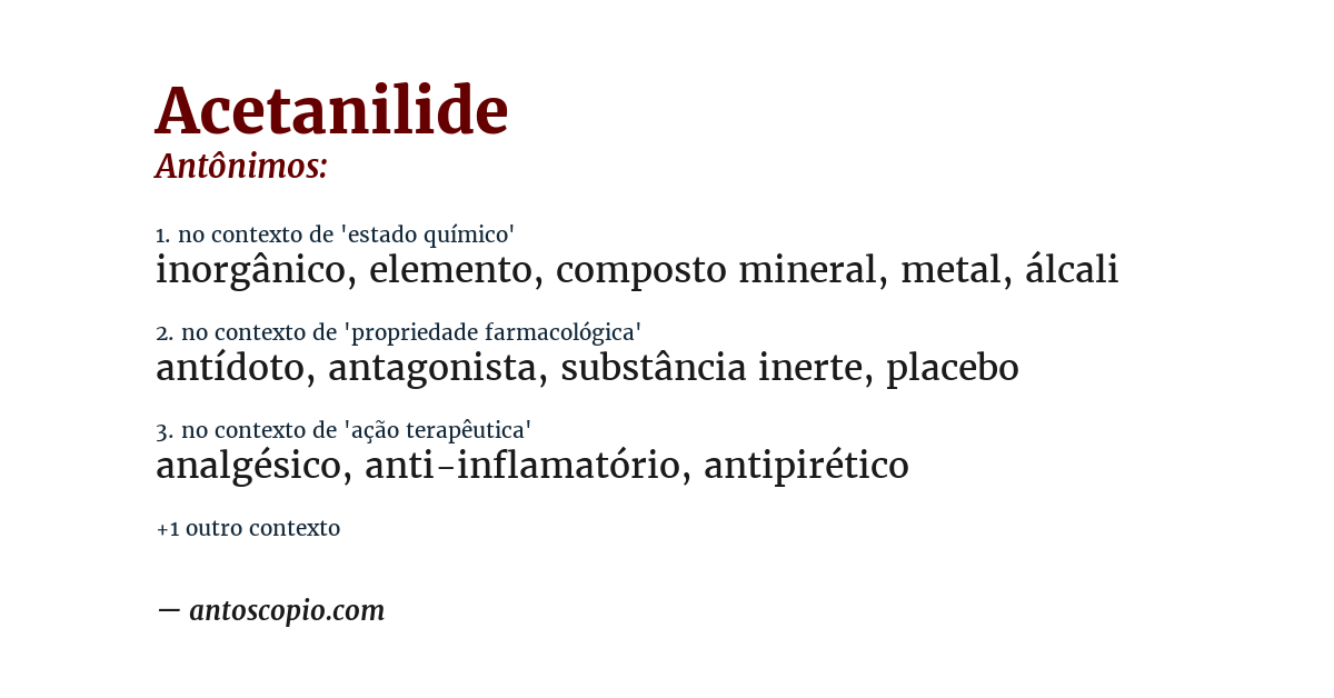 Antônimo de acetanilide