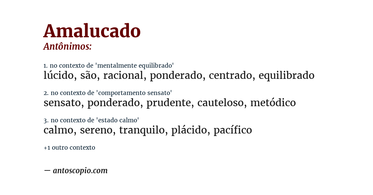 Antônimo de amalucado