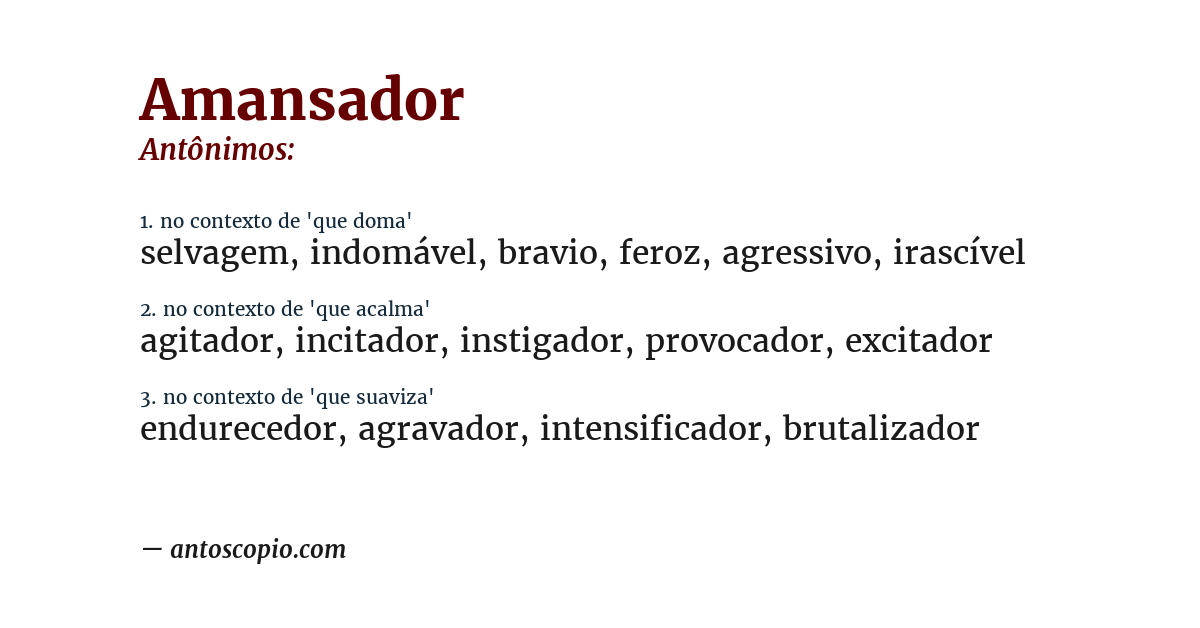 Antônimo de amansador