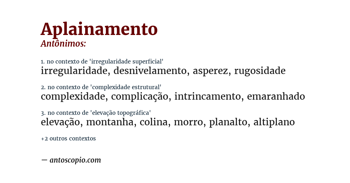 Antônimo de aplainamento