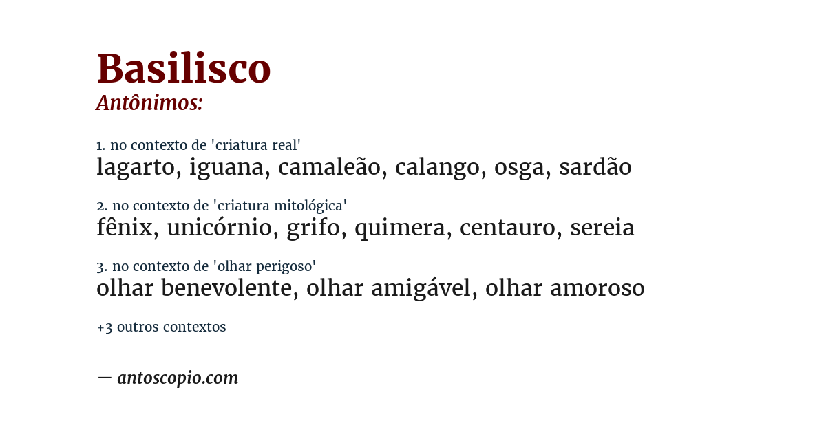Antônimo de basilisco