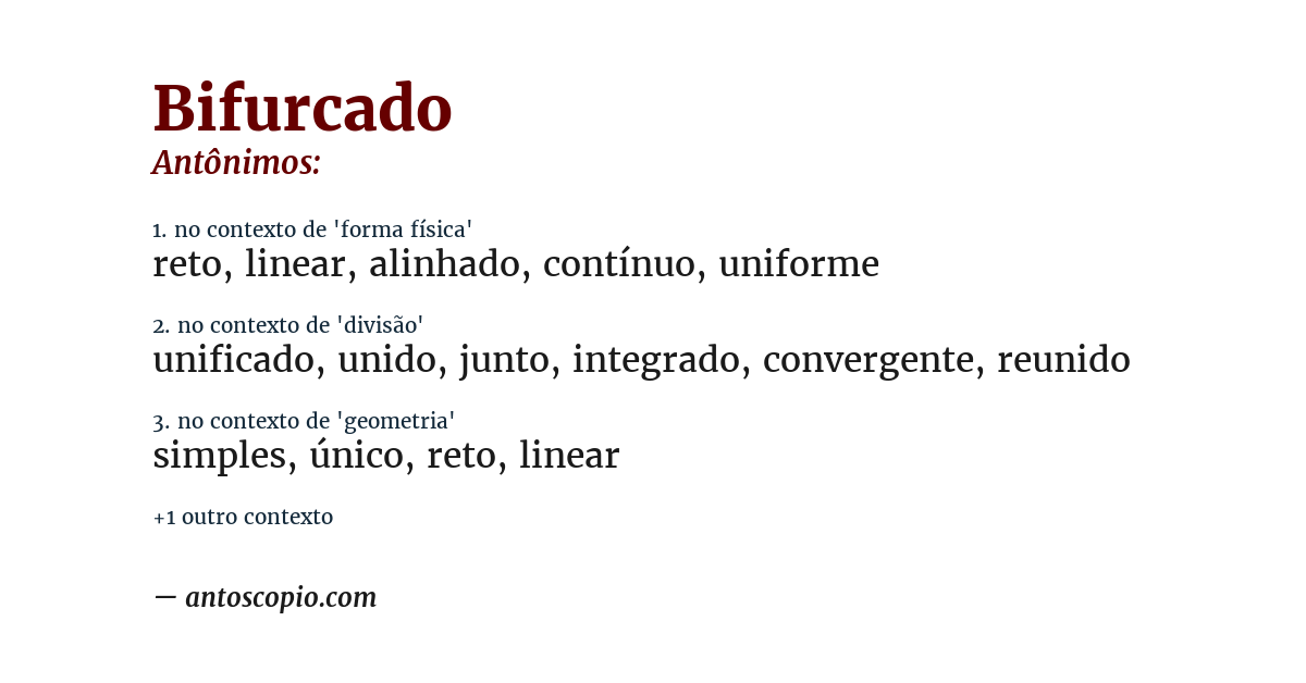Antônimo de bifurcado