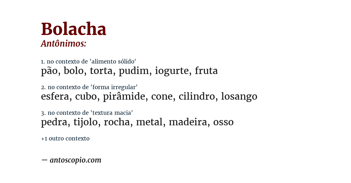 Antônimo de bolacha