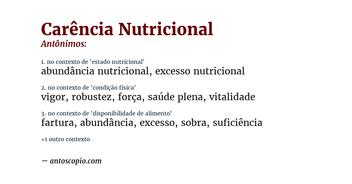 Antônimo de carência nutricional