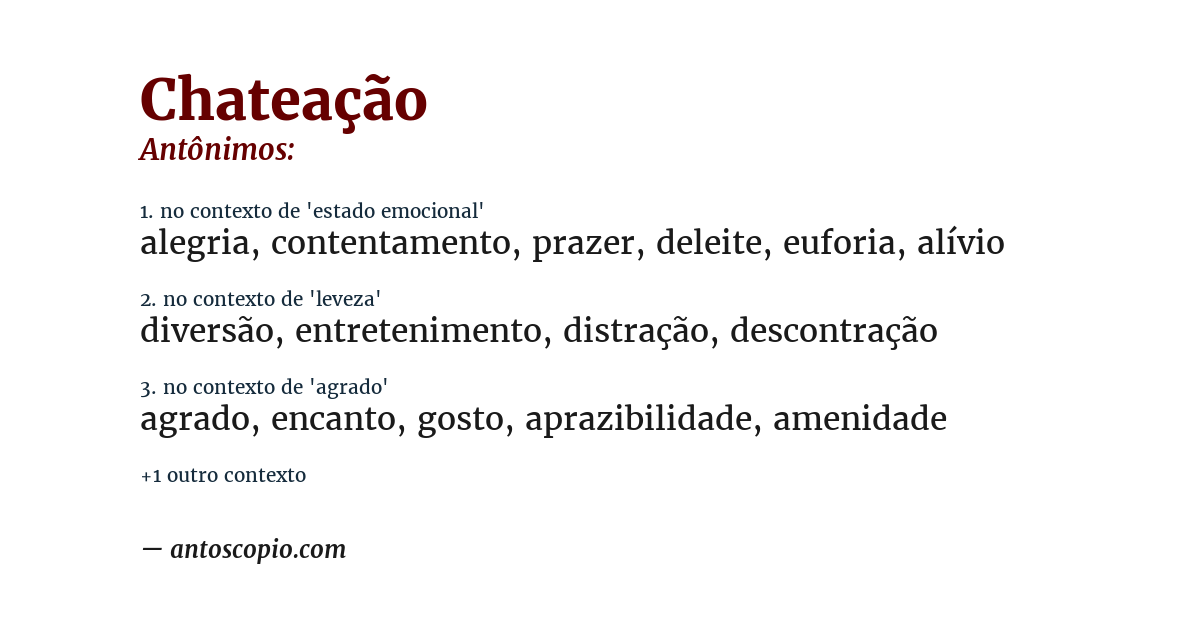 Antônimo de chateação