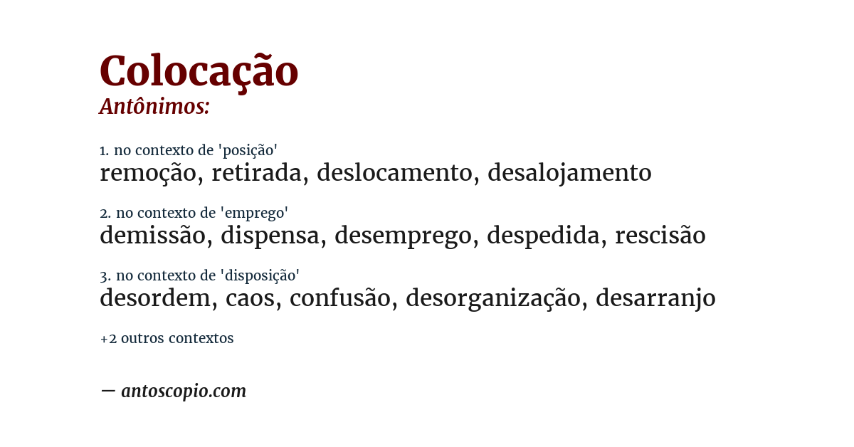 Antônimo de colocação