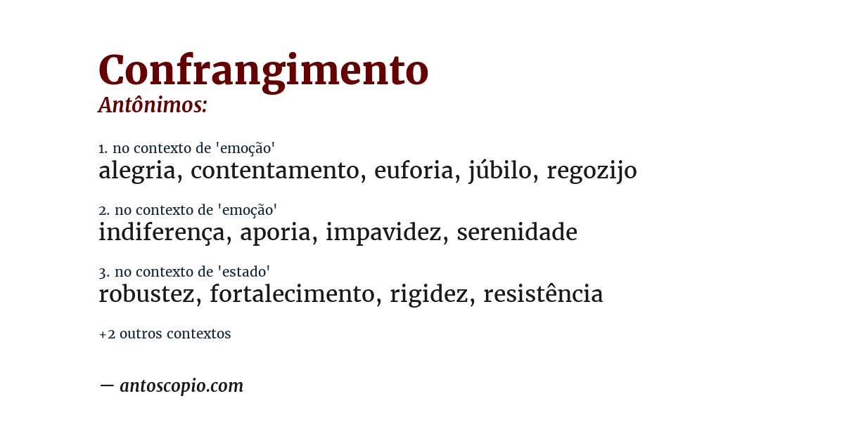 Antônimo de confrangimento