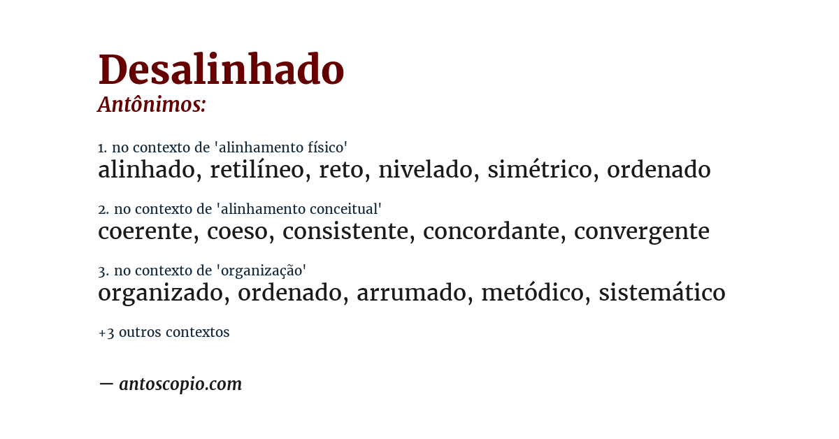 Antônimo de desalinhado