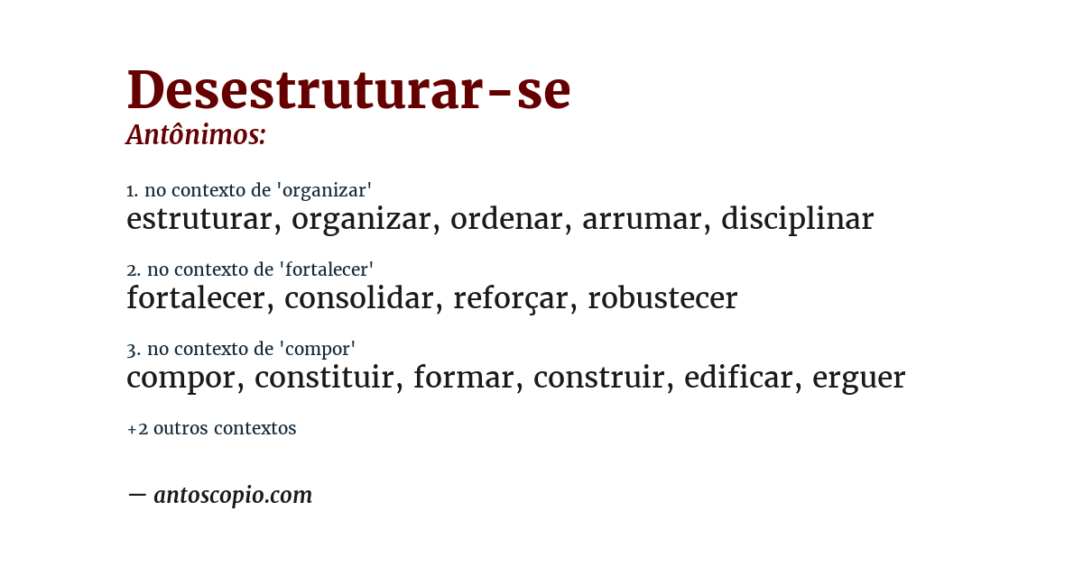 Antônimo de desestruturar-se