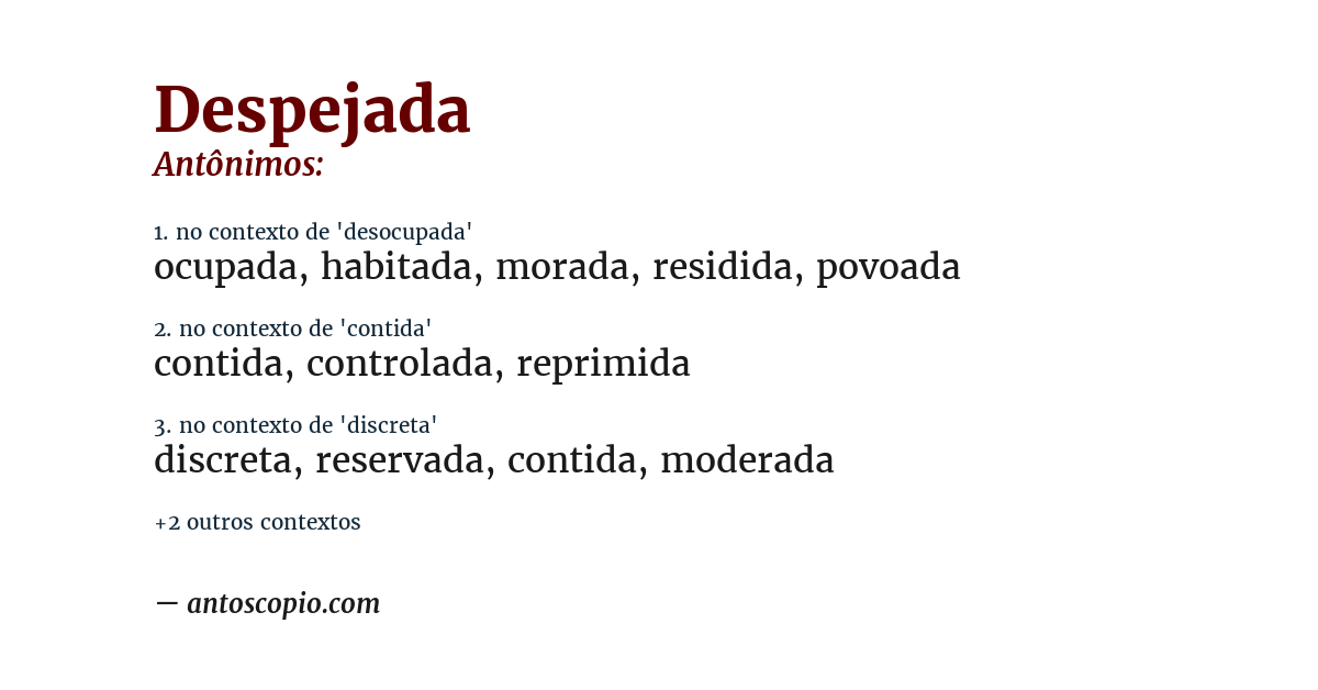 Antônimo de despejada