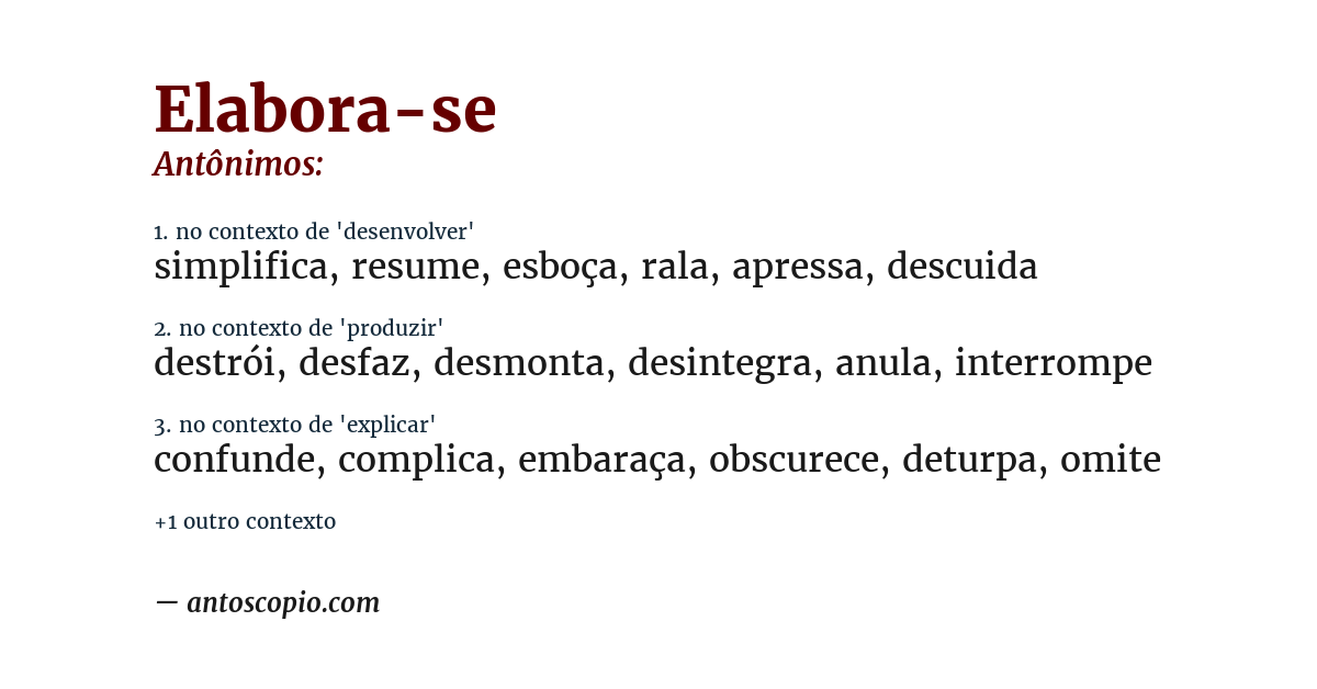 Antônimo de elabora-se