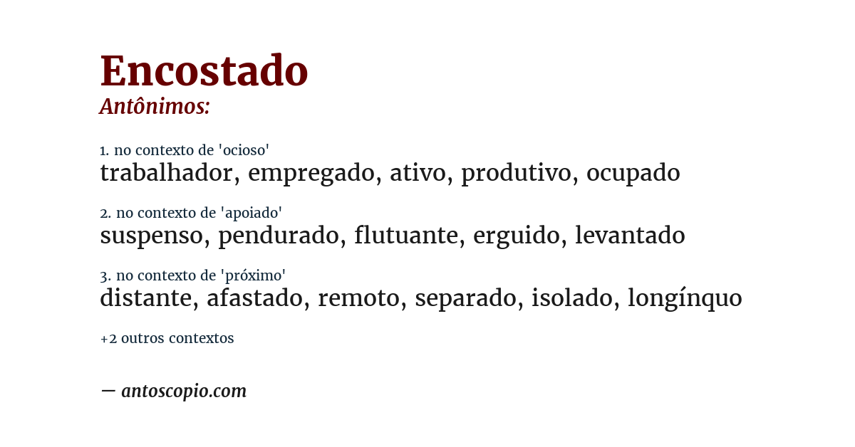 Antônimo de encostado