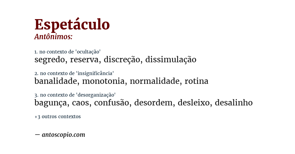 Antônimo de espetáculo