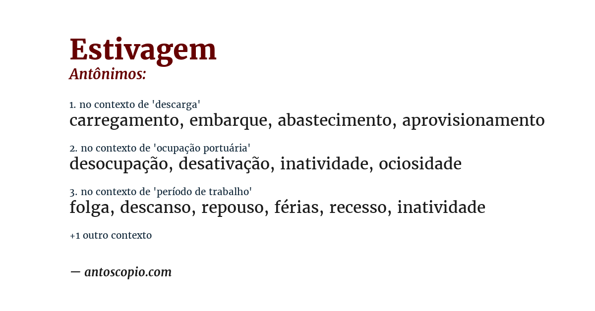 Antônimo de estivagem