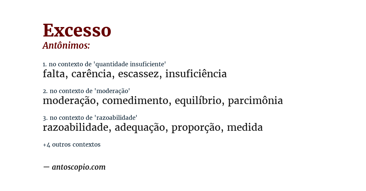Antônimo de excesso