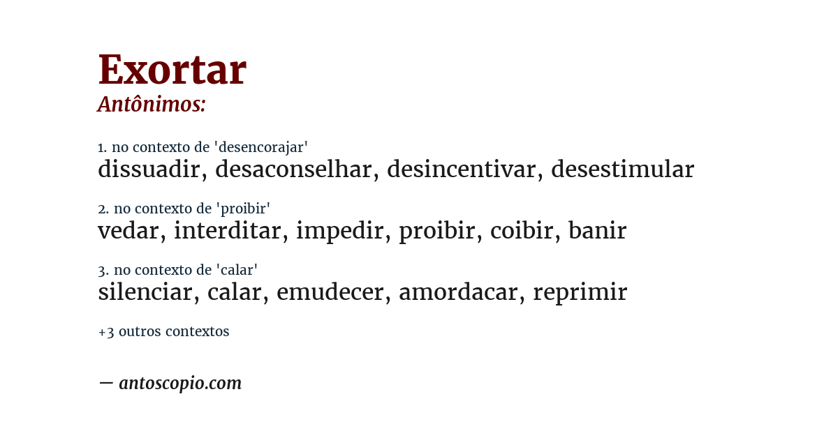 Antônimo de exortar