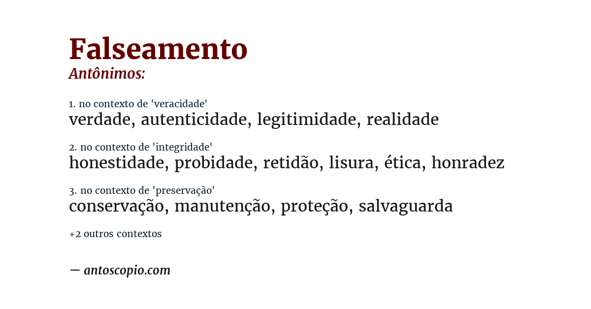 Antônimo de falseamento