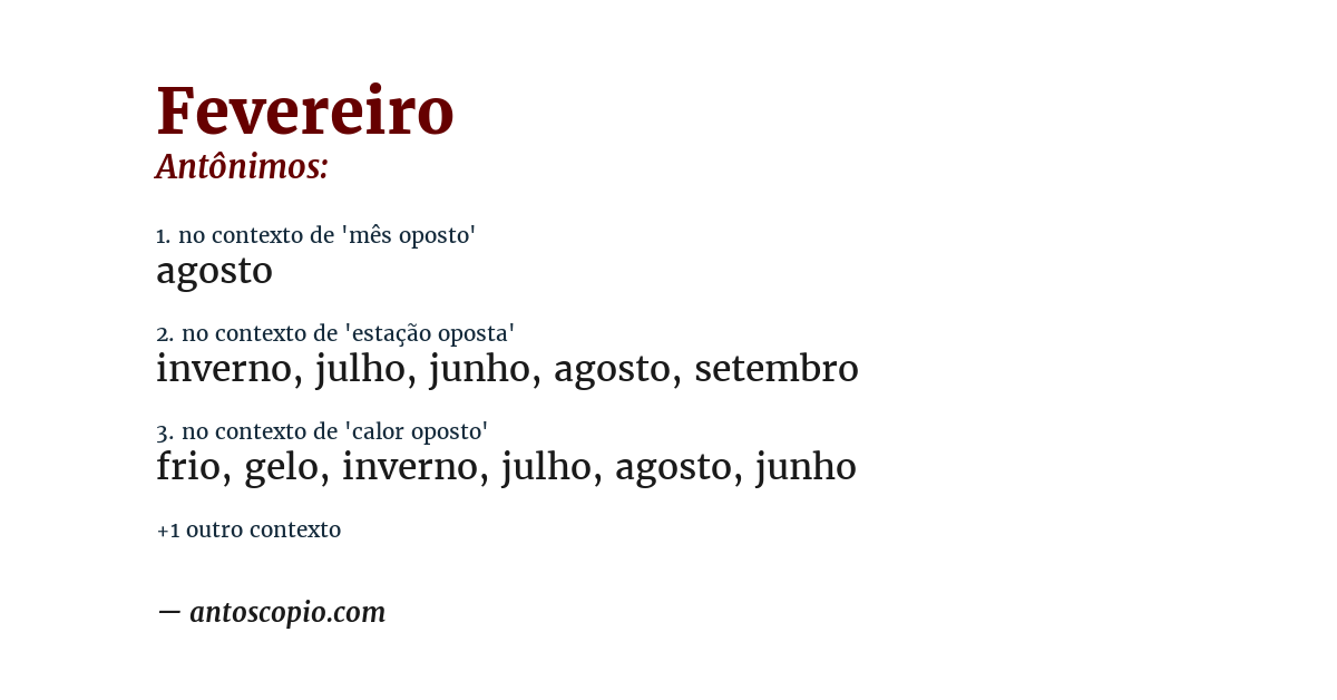 Antônimo de fevereiro
