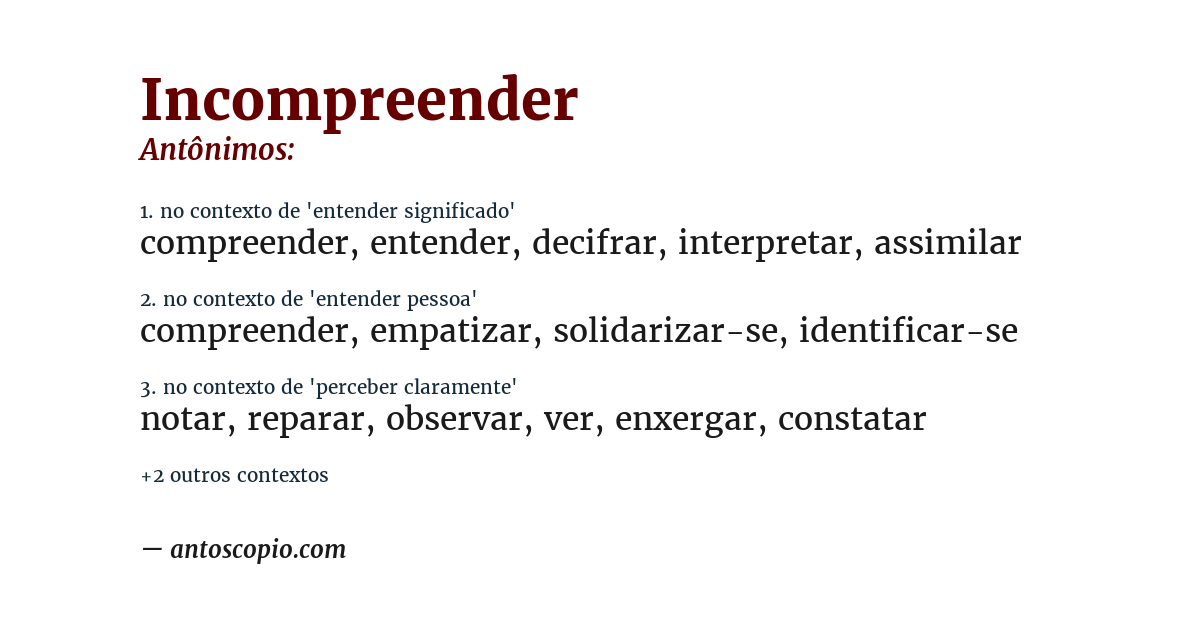 Antônimo de incompreender