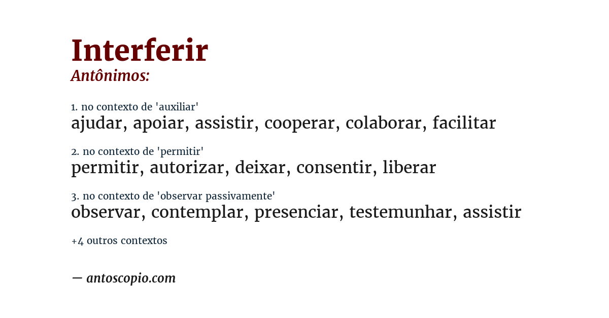 Antônimo de interferir