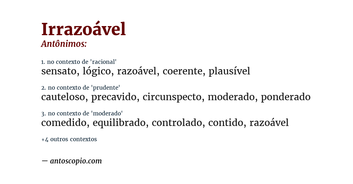Antônimo de irrazoável