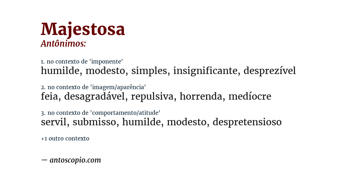 Antônimo de majestosa