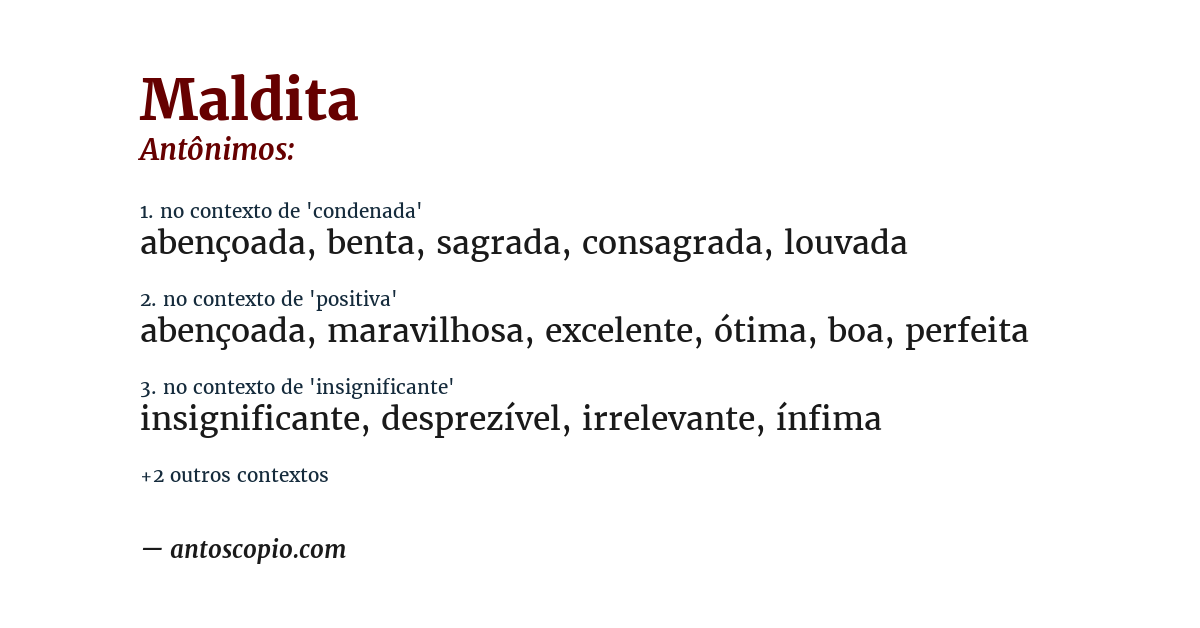 Antônimo de maldita