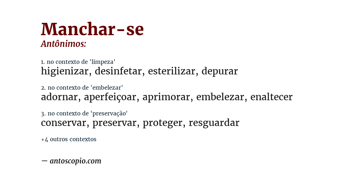 Antônimo de manchar-se