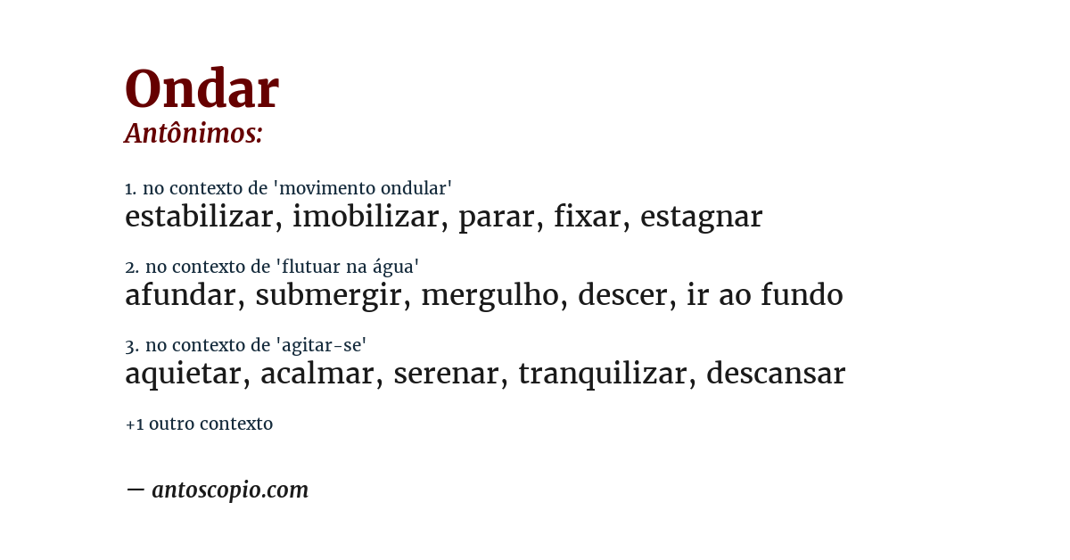 Antônimo de ondar