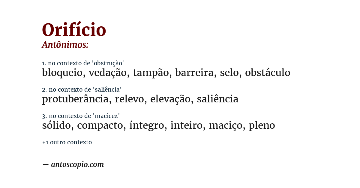 Antônimo de orifício