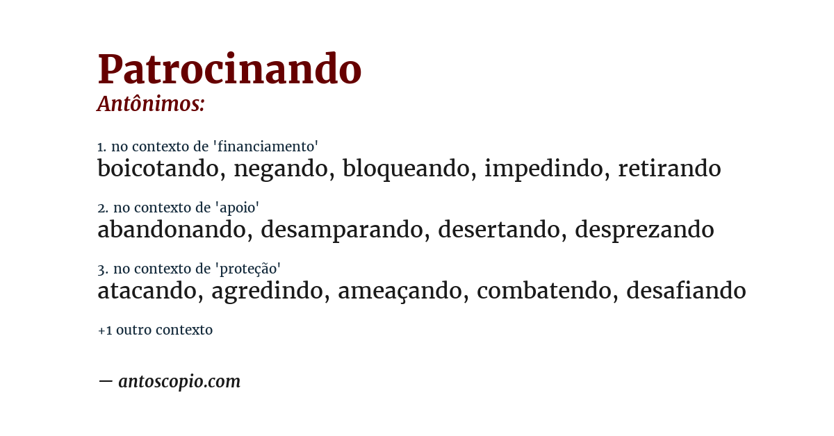 Antônimo de patrocinando