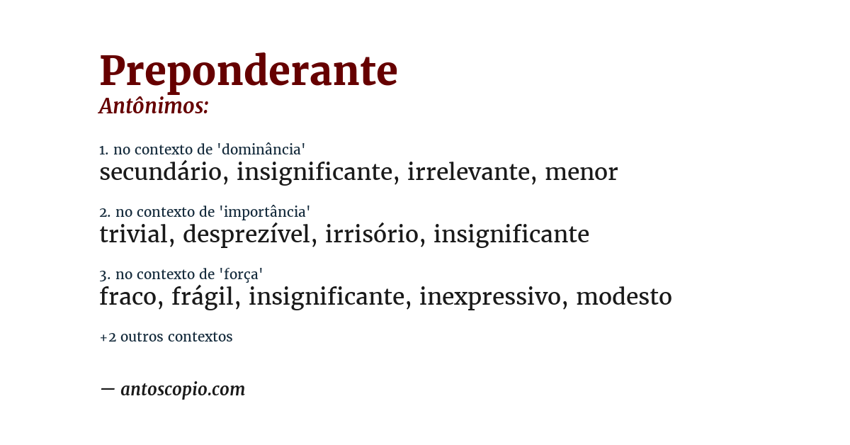 Antônimo de preponderante