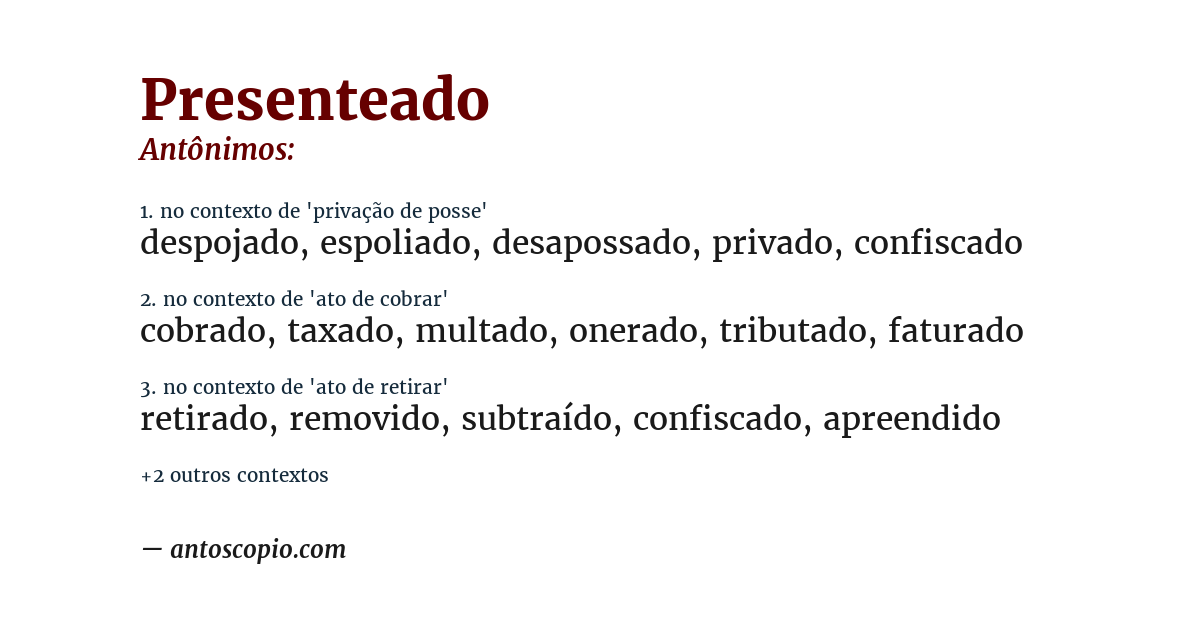 Antônimo de presenteado