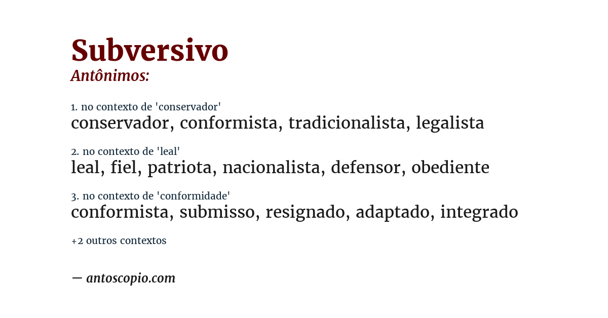 Antônimo de subversivo