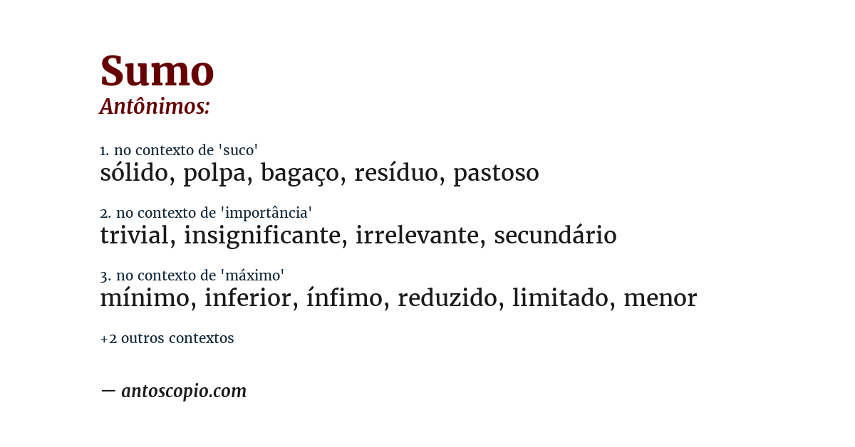 Antônimo de sumo