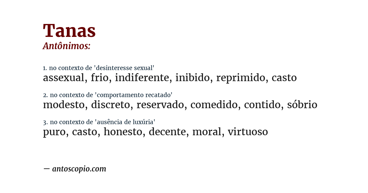 Antônimo de tanas