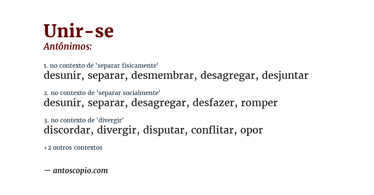 Antônimo de unir-se