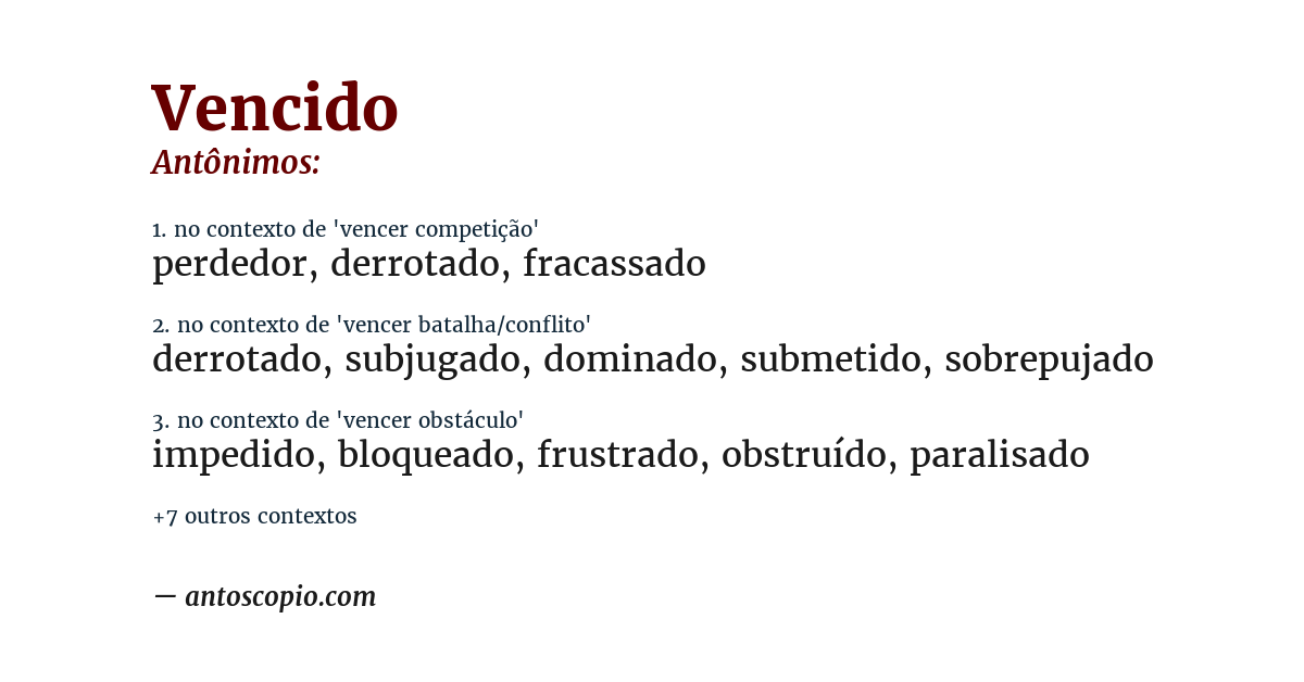 Antônimo de vencido